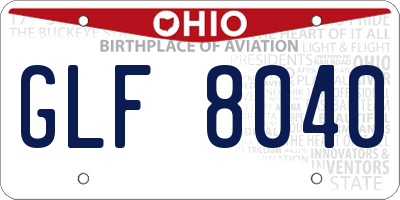 OH license plate GLF8040