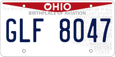 OH license plate GLF8047