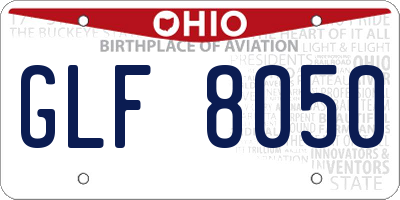OH license plate GLF8050