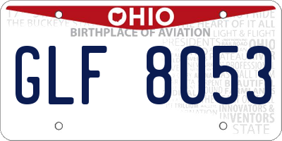 OH license plate GLF8053