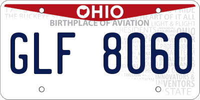 OH license plate GLF8060
