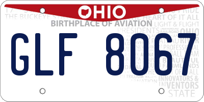 OH license plate GLF8067