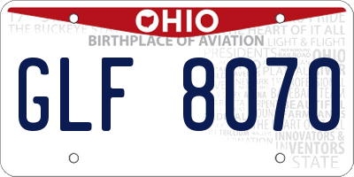 OH license plate GLF8070