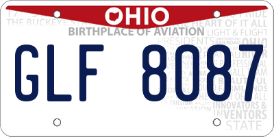 OH license plate GLF8087