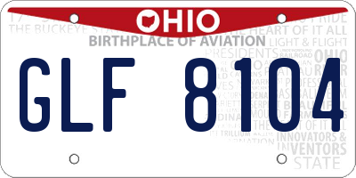 OH license plate GLF8104