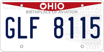 OH license plate GLF8115