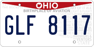 OH license plate GLF8117