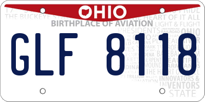 OH license plate GLF8118