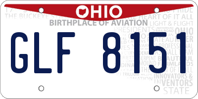 OH license plate GLF8151