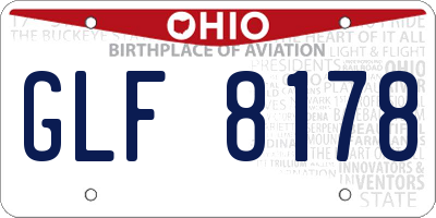 OH license plate GLF8178