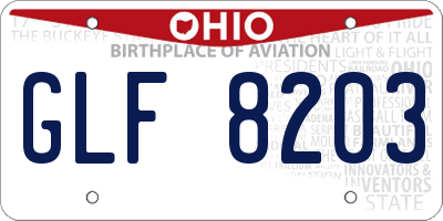 OH license plate GLF8203