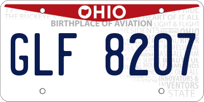 OH license plate GLF8207