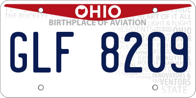 OH license plate GLF8209