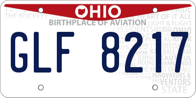 OH license plate GLF8217