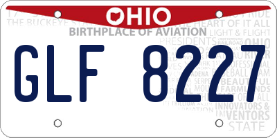 OH license plate GLF8227