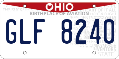 OH license plate GLF8240