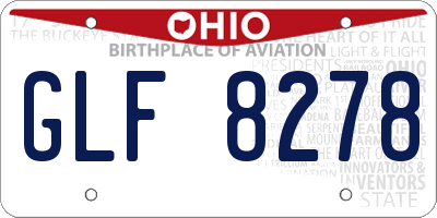 OH license plate GLF8278