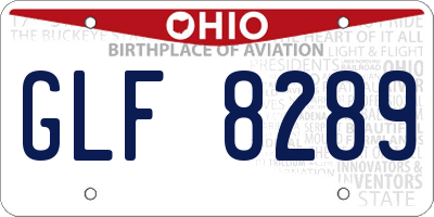 OH license plate GLF8289