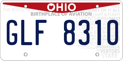 OH license plate GLF8310