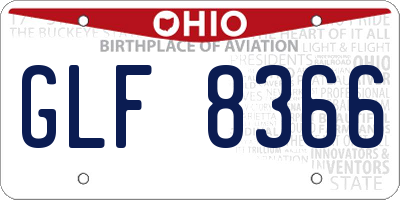 OH license plate GLF8366