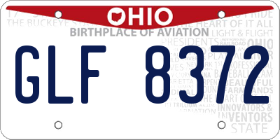 OH license plate GLF8372