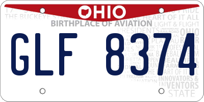 OH license plate GLF8374