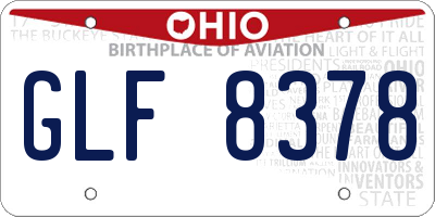 OH license plate GLF8378