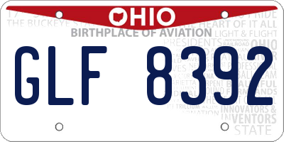 OH license plate GLF8392