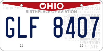 OH license plate GLF8407