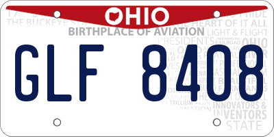 OH license plate GLF8408