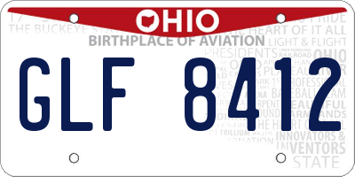 OH license plate GLF8412