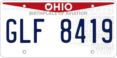 OH license plate GLF8419