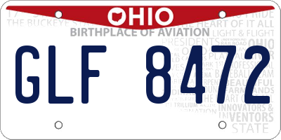 OH license plate GLF8472