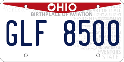 OH license plate GLF8500