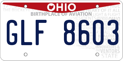 OH license plate GLF8603