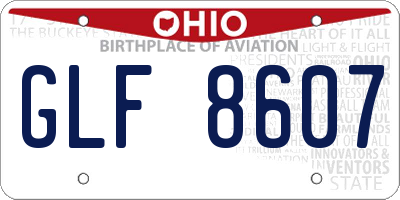 OH license plate GLF8607