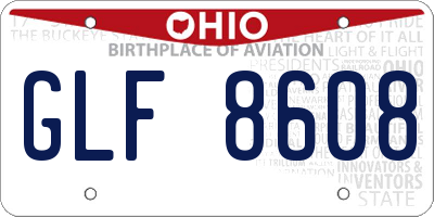 OH license plate GLF8608