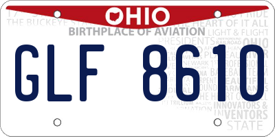 OH license plate GLF8610