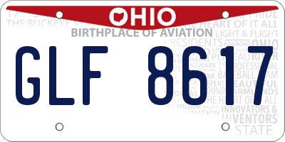 OH license plate GLF8617