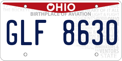 OH license plate GLF8630