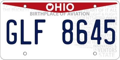 OH license plate GLF8645