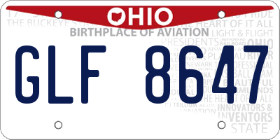 OH license plate GLF8647