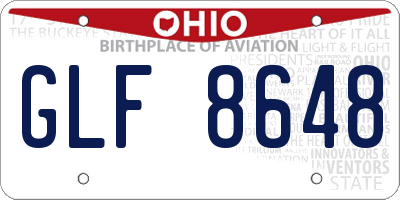 OH license plate GLF8648