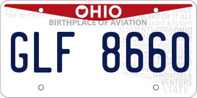 OH license plate GLF8660
