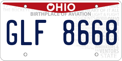 OH license plate GLF8668