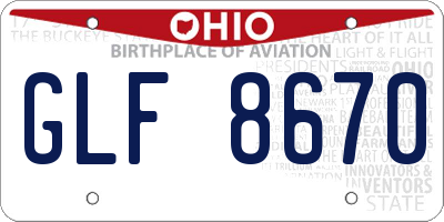 OH license plate GLF8670