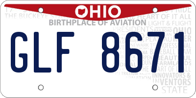 OH license plate GLF8671