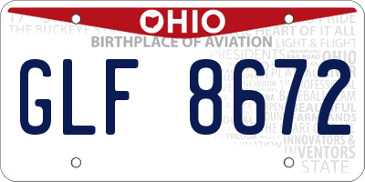 OH license plate GLF8672