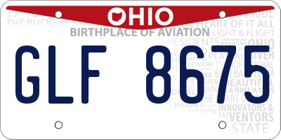 OH license plate GLF8675
