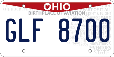 OH license plate GLF8700